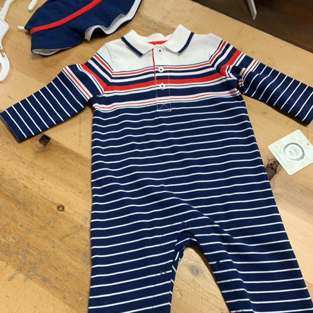 Cute baby polo jumper with matching hat.